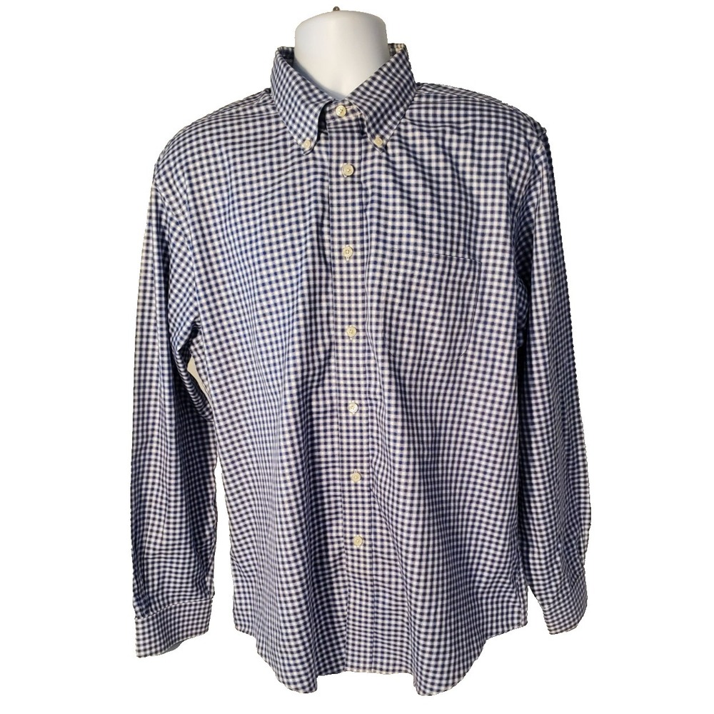 Brooks Brothers Dress Shirt Mens XL  Button Down Blue/ White Plaid  Long Sleeves